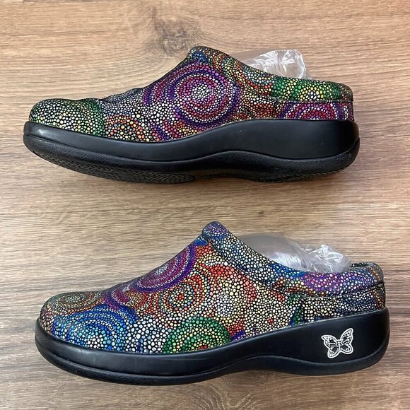Alegria Kayla Kay 387 Rainbow Multi Color Mosaic Slip On Clogs Mules Sz 36 - Picture 4 of 11